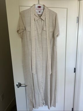 Ted Baker Beige/Taupe Midi Shirt Dress